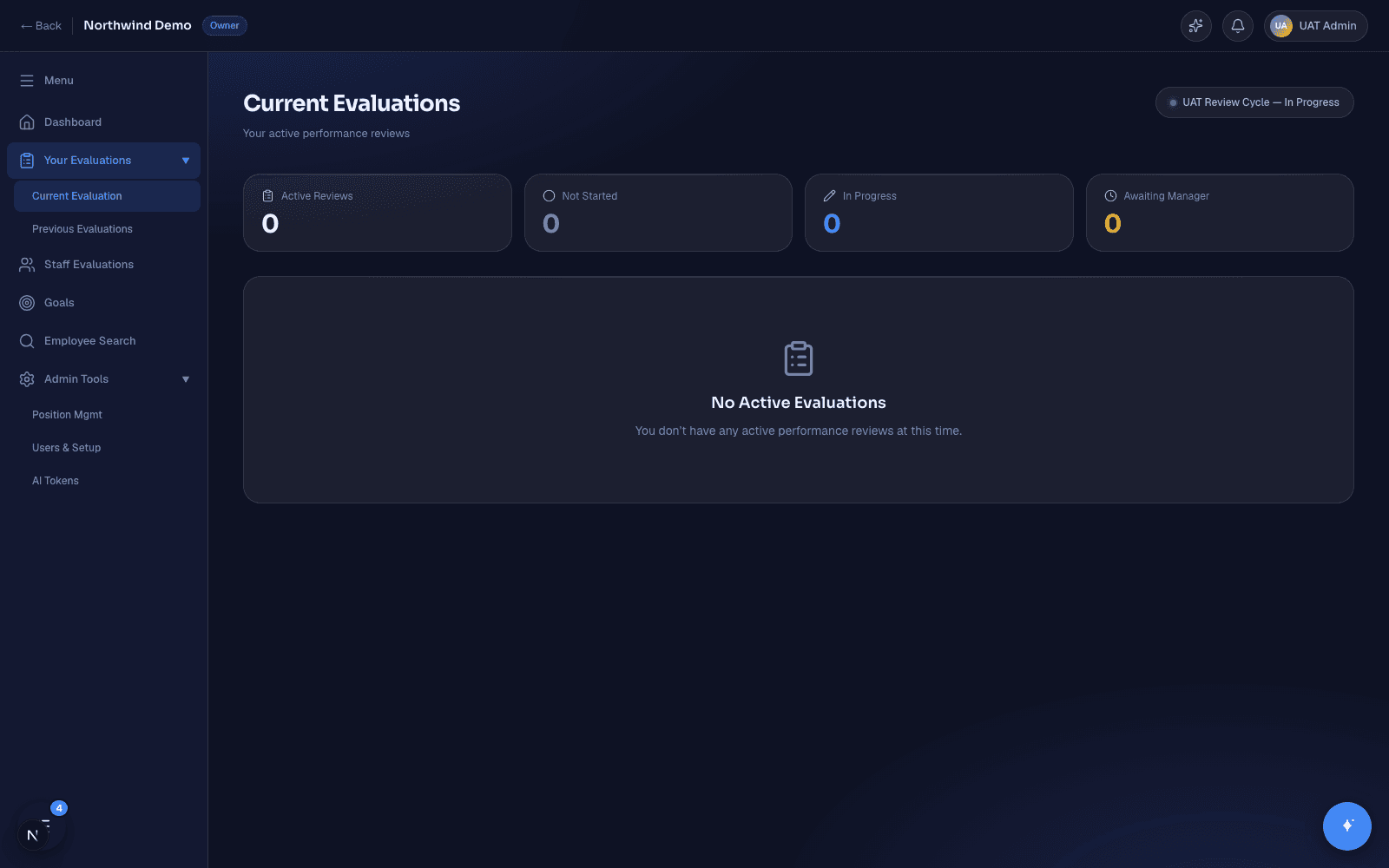 Performance Intelligence AI assistant guiding an employee through their self-evaluation